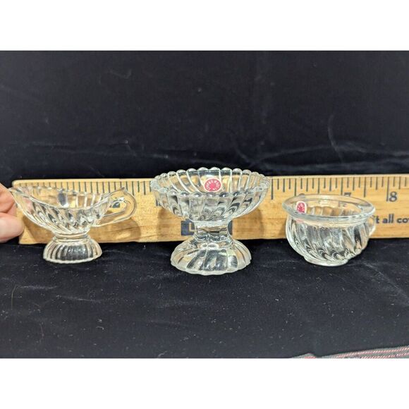 Made in France Vintage Miniature 1900 Era Doll House 3 Pc Set Glass Ware - Picture 6 of 12